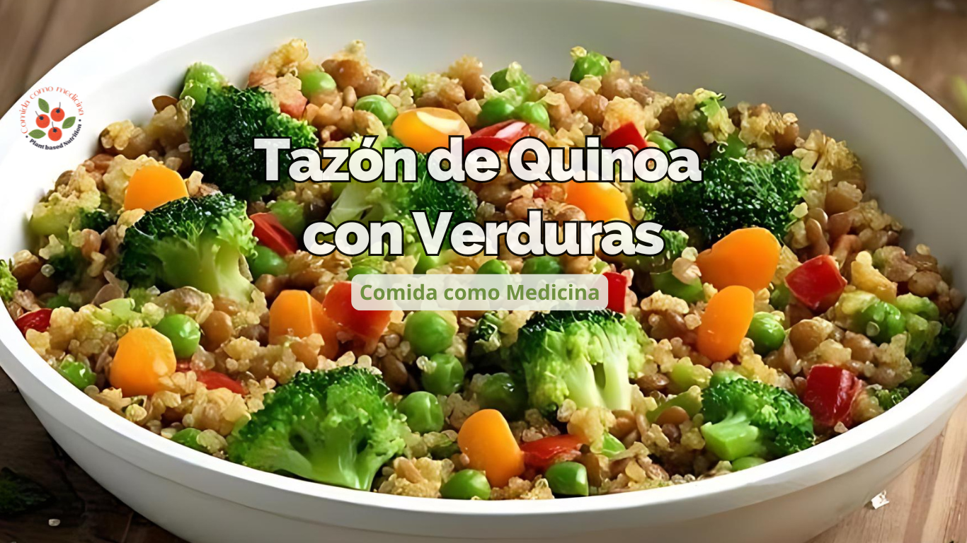 Prepara un delicioso y nutritivo tazón de quinoa con verduras asadas, 100% vegano y libre de aceite.